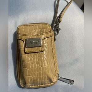 Liz Claiborne Beige Croc-Embossed Wristlet